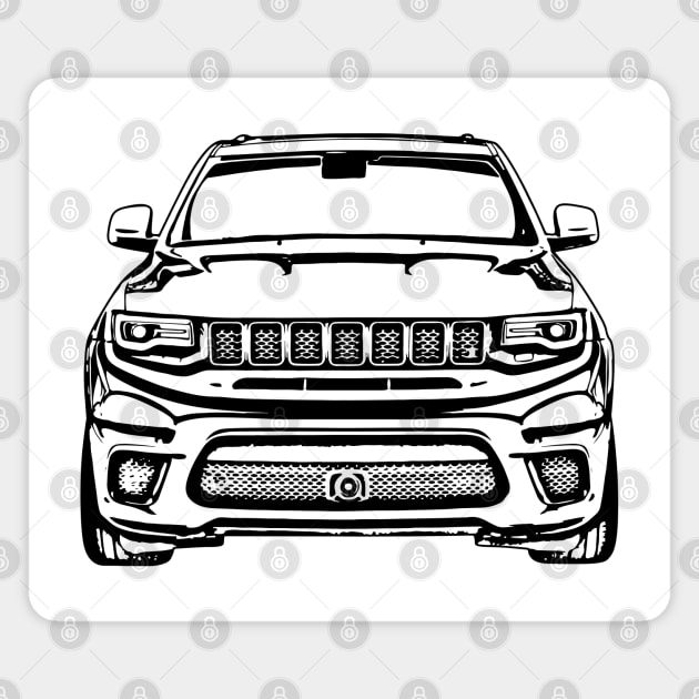 Cherokee Trackhawk Front View Sketch Art Magnet by DemangDesign